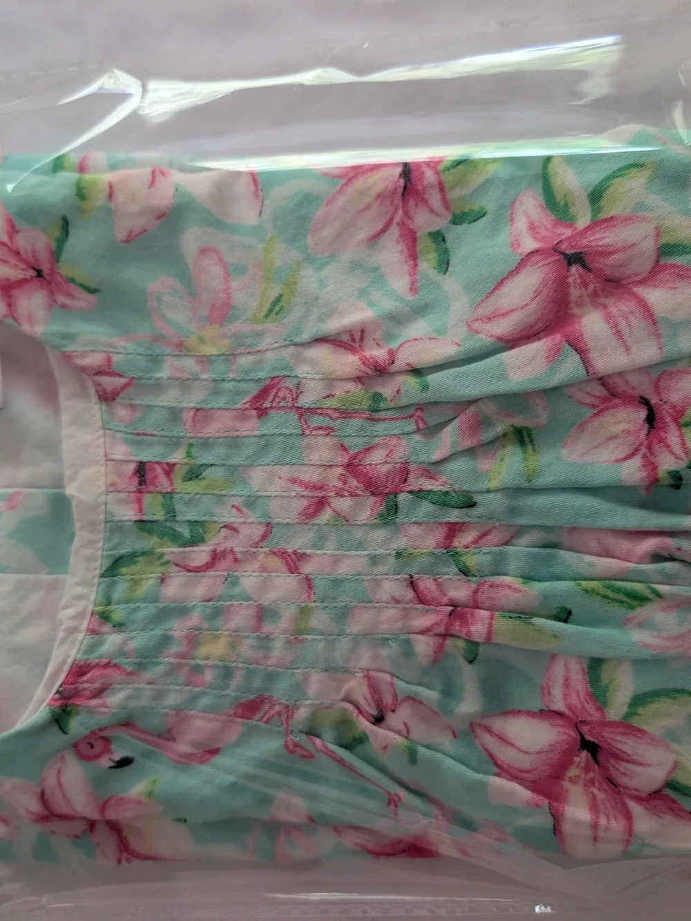 crown & ivy Mint Floral Flamingo Cotton Nightgown with Pink Accents